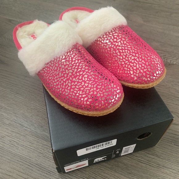 Sorel Nakiska Slide II Faux Fur Slippers Youth‎ Size 6/EU 38 - Cactus Pink - NWB - Picture 7 of 13
